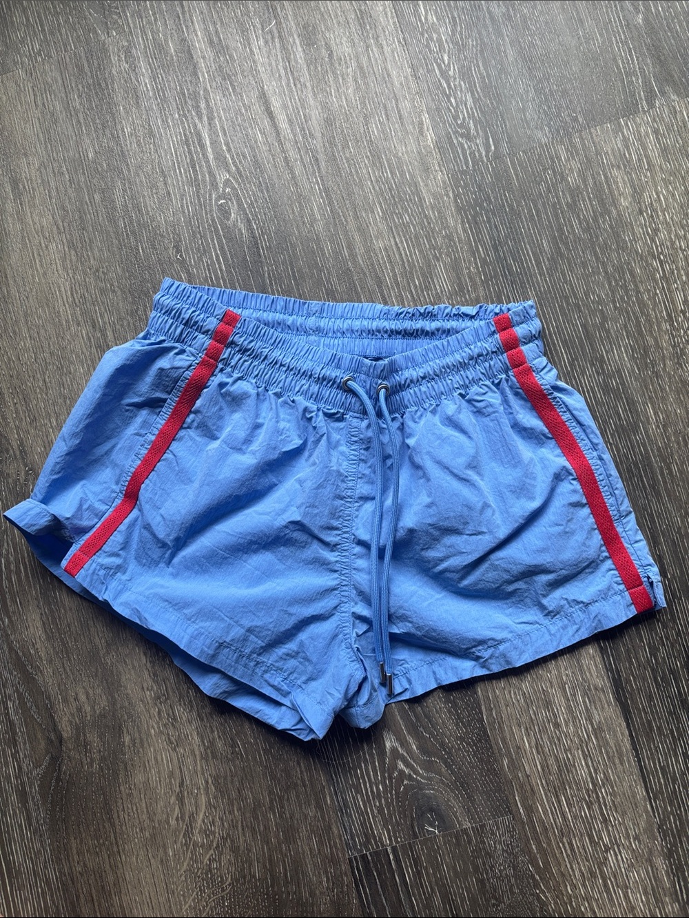 GAP Blue Athletic Drawstring Shorts with Red Side Stripes